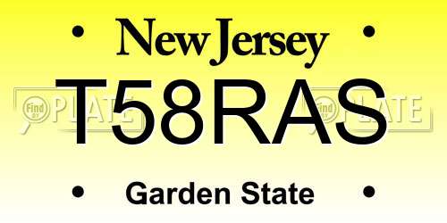 T58RAS New Jersey License Plate