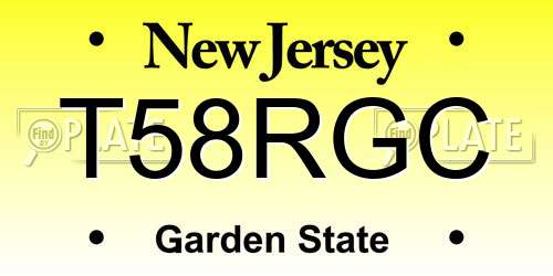 T58RGC New Jersey License Plate