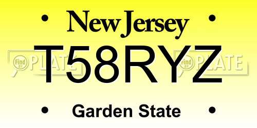 T58RYZ New Jersey License Plate
