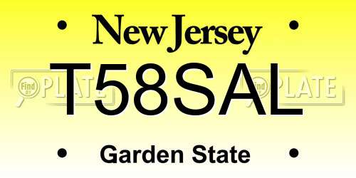 T58SAL New Jersey License Plate