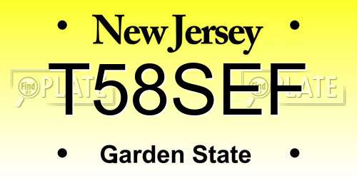 T58SEF New Jersey License Plate