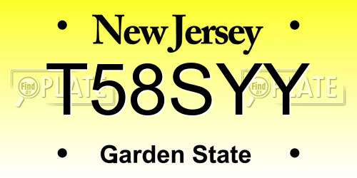 T58SYY New Jersey License Plate