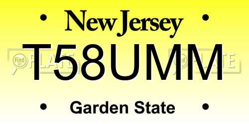 T58UMM New Jersey License Plate