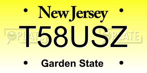 T58USZ New Jersey License Plate
