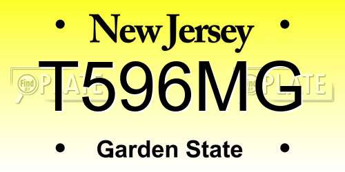 T596MG New Jersey License Plate