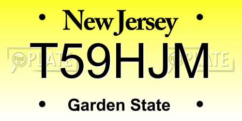 T59HJM New Jersey License Plate