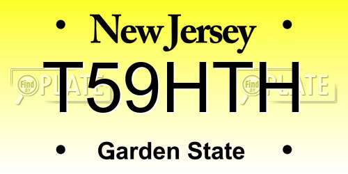 T59HTH New Jersey License Plate
