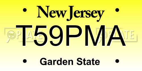 T59PMA New Jersey License Plate