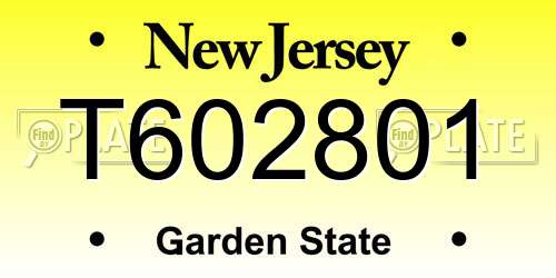 T602801 New Jersey License Plate