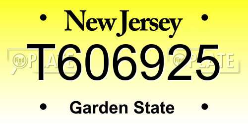 T606925 New Jersey License Plate