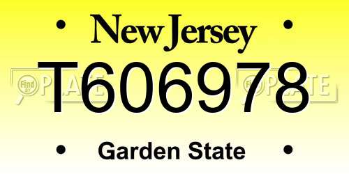 T606978 New Jersey License Plate
