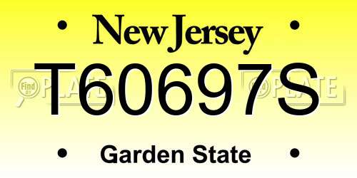 T60697S New Jersey License Plate