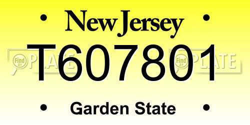 T607801 New Jersey License Plate