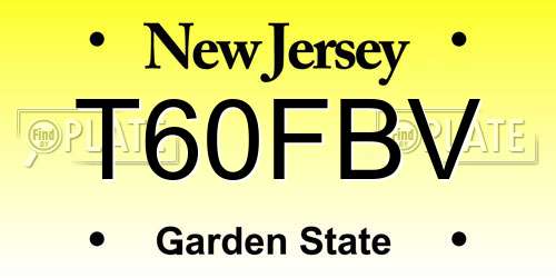 T60FBV New Jersey License Plate