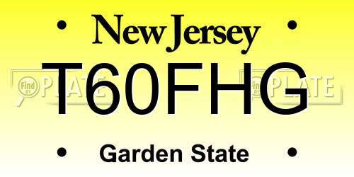 T60FHG New Jersey License Plate