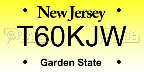 T60KJW New Jersey License Plate