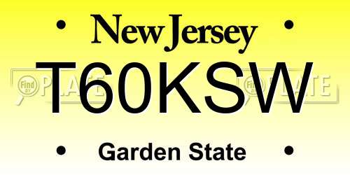 T60KSW New Jersey License Plate