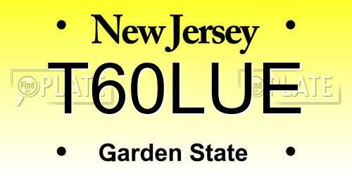 T60LUE New Jersey License Plate