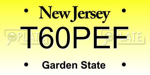 T60PEF New Jersey License Plate