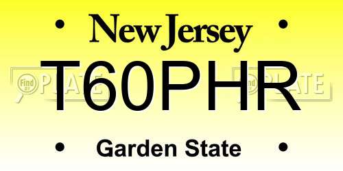 T60PHR New Jersey License Plate