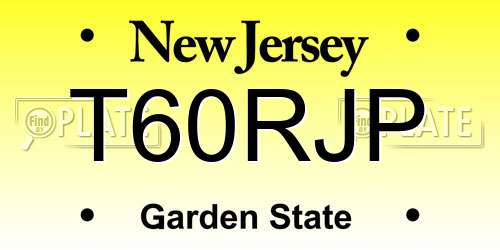T60RJP New Jersey License Plate