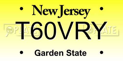 T60VRY New Jersey License Plate