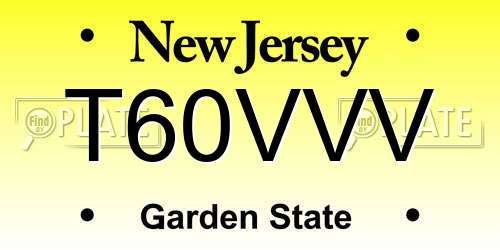 T60VVV New Jersey License Plate