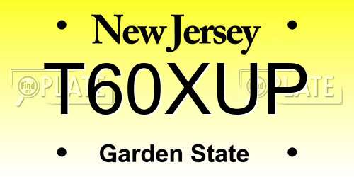 T60XUP New Jersey License Plate