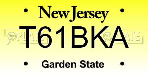 T61BKA New Jersey License Plate