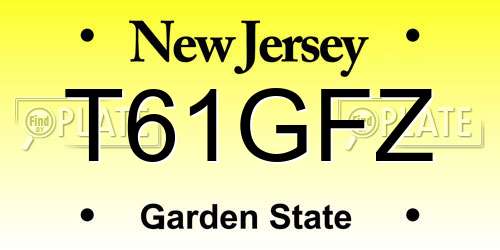 T61GFZ New Jersey License Plate