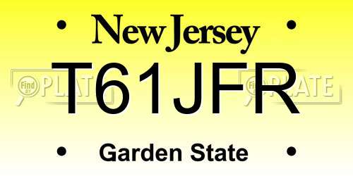 T61JFR New Jersey License Plate