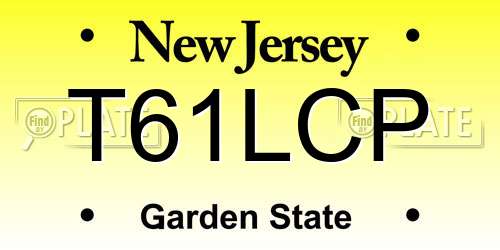 T61LCP New Jersey License Plate