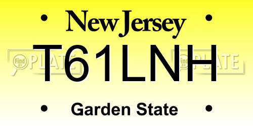 T61LNH New Jersey License Plate