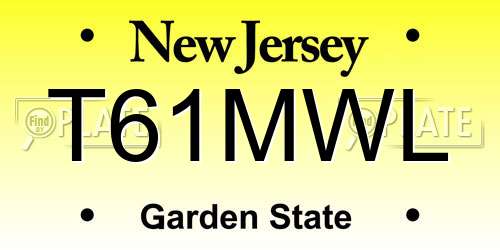 T61MWL New Jersey License Plate
