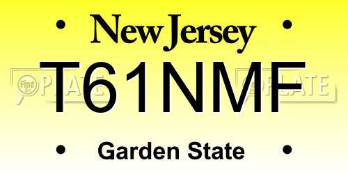 T61NMF New Jersey License Plate