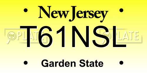 T61NSL New Jersey License Plate