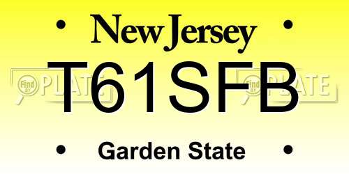 T61SFB New Jersey License Plate