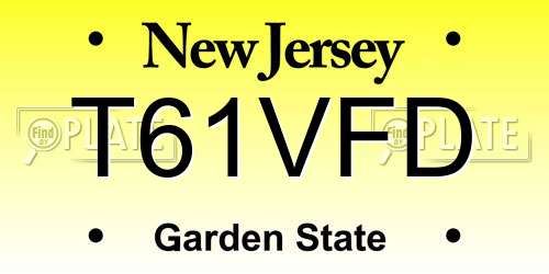 T61VFD New Jersey License Plate