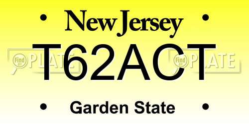 T62ACT New Jersey License Plate