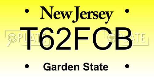 T62FCB New Jersey License Plate