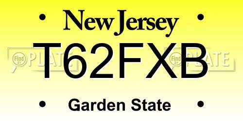 T62FXB New Jersey License Plate