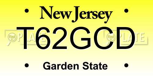 T62GCD New Jersey License Plate