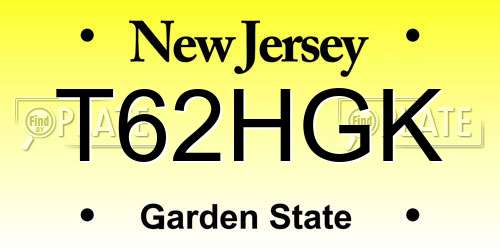 T62HGK New Jersey License Plate