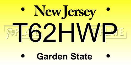 T62HWP New Jersey License Plate