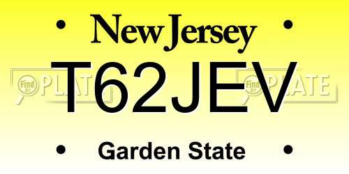 T62JEV New Jersey License Plate