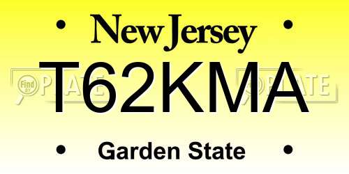 T62KMA New Jersey License Plate