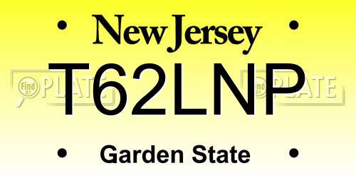T62LNP New Jersey License Plate
