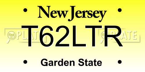T62LTR New Jersey License Plate