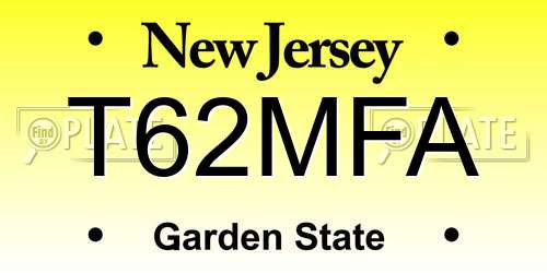 T62MFA New Jersey License Plate