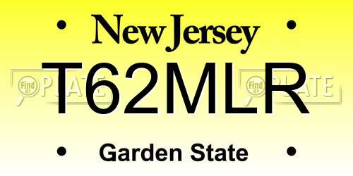 T62MLR New Jersey License Plate